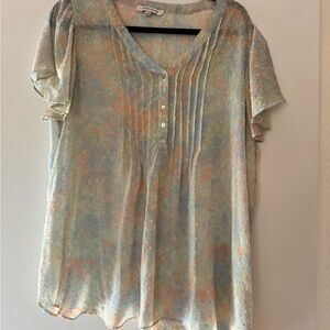 Rose & Olive Pastel Button-Front Blouse